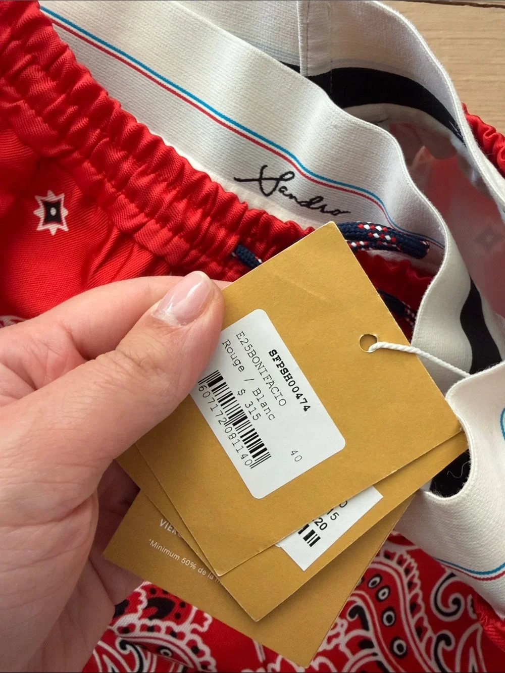 NWT Sandro Red Bandana-Print Satin Shorts - Picture 8 of 9